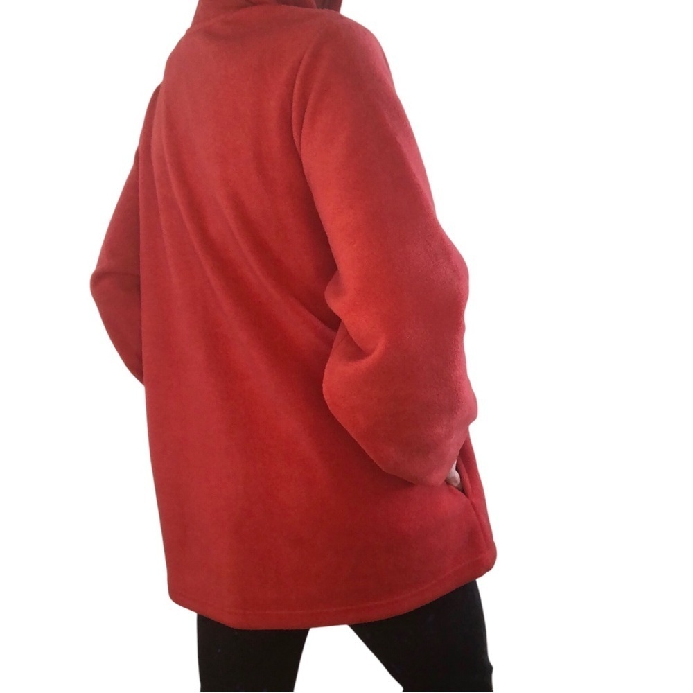 Quacker Factory Fleece Hoodie Women’s 1X Red Jeweled Rhinestone Zipper Cozy - Picture 3 of 13